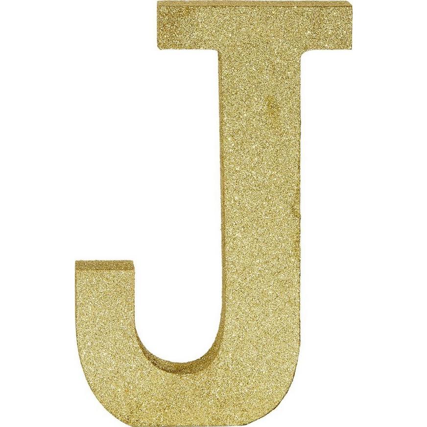 Glitter Gold Letter J Sign 5 3/4in x 9in | Party City